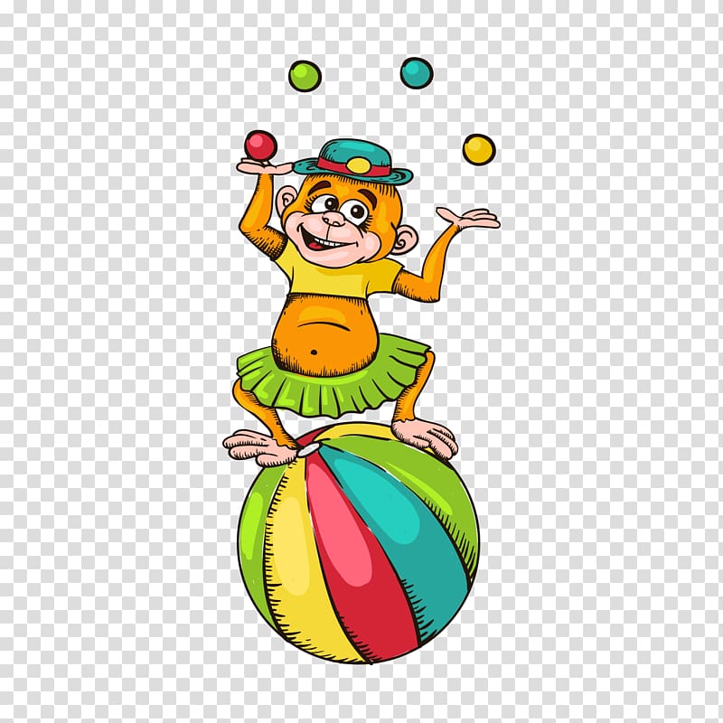 Circus Cartoon , little monkey acrobatics transparent background PNG clipart