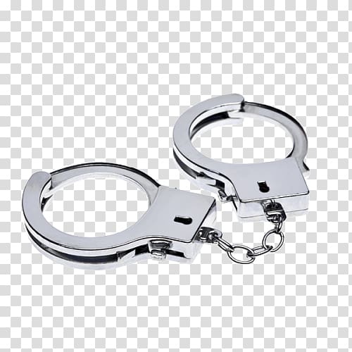 grey metal handcuffs, Handcuffs Police officer Arrest, Handcuffs transparent background PNG clipart