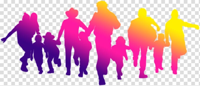 Icon, Family Fun silhouette decorated back running transparent background PNG clipart