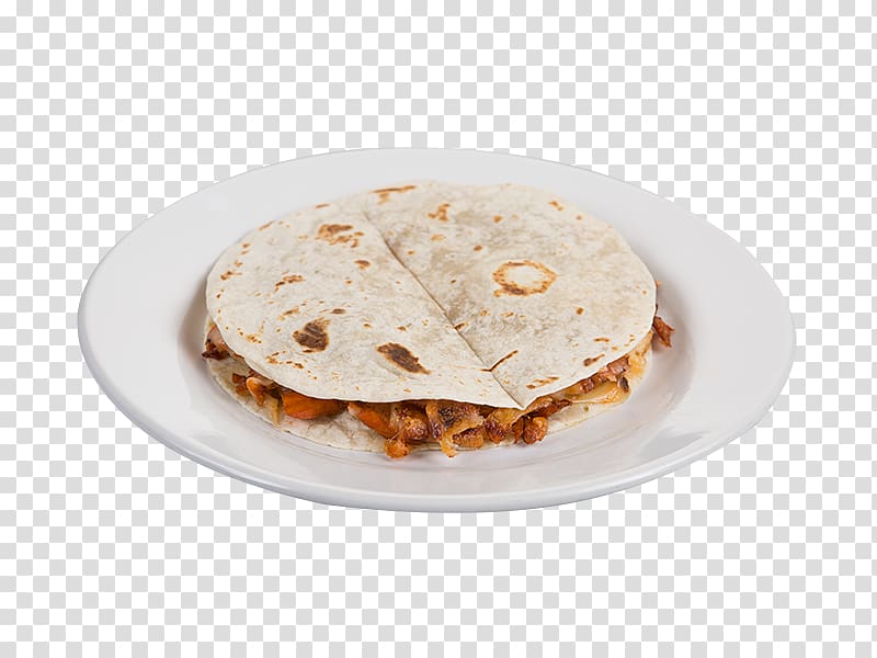 roti on round white ceramic plate, Quesadilla Gringas Al pastor Sincronizada Mexican cuisine, Pastor transparent background PNG clipart