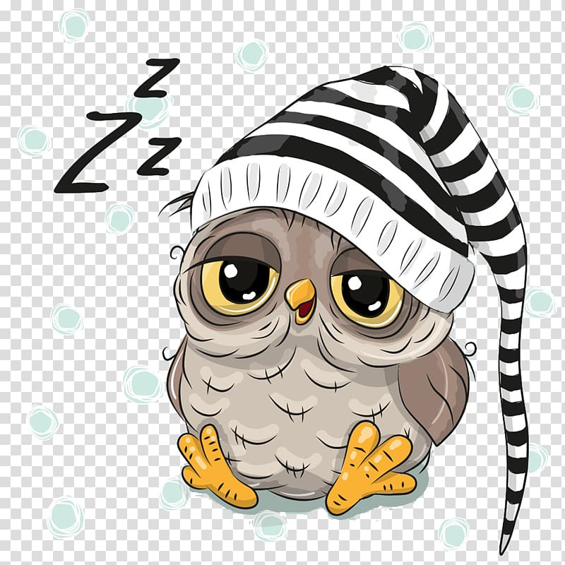 hand-painted cartoon owl with cap transparent background PNG clipart
