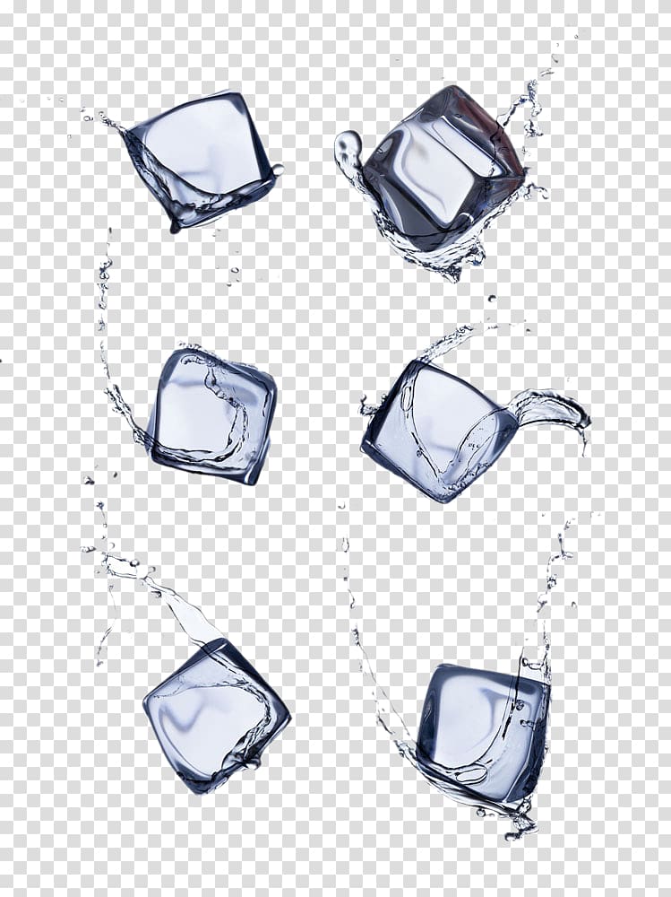 ice cubes illustration, High throw ice cubes with water drops transparent background PNG clipart