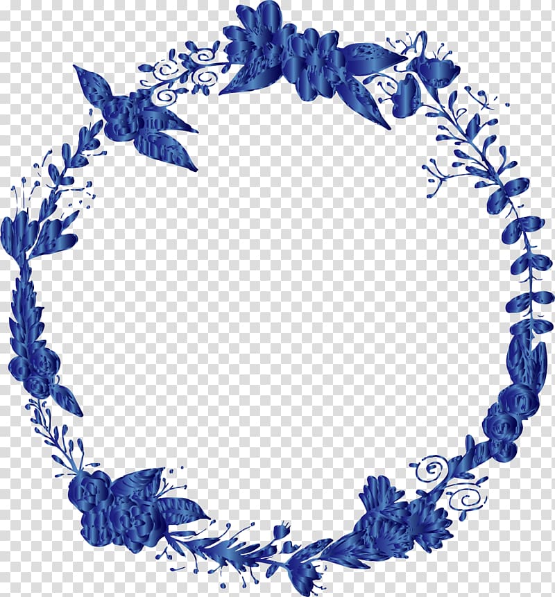 Blue Garland Sapphire, Exquisite sapphire blue decorative wreath transparent background PNG clipart