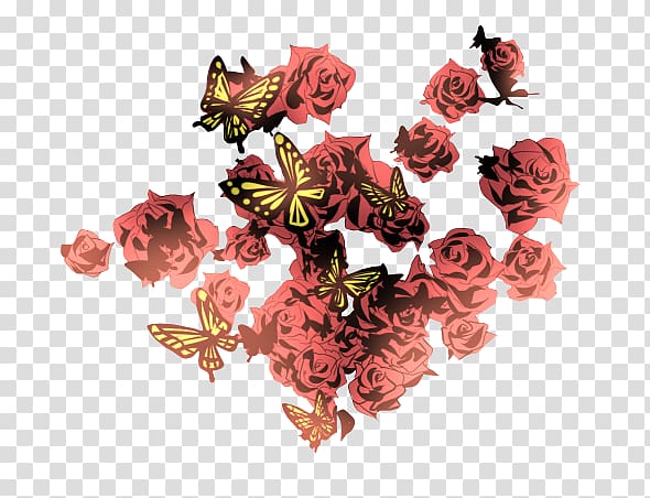 Garden roses Butterfly Flower, Butterfly AND FLOWER transparent background PNG clipart