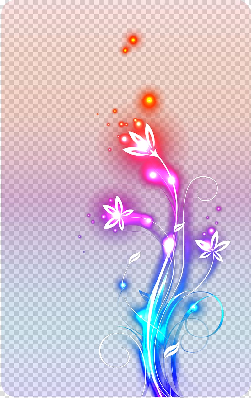 purple digital flowers illustration, Cool light decorative flowers transparent background PNG clipart