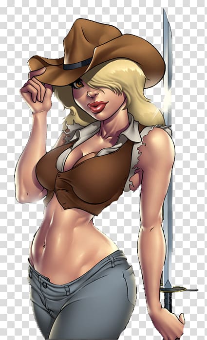 Pin-up girl Illustration Fiction Cowboy hat Finger, Pin Up army transparent background PNG clipart