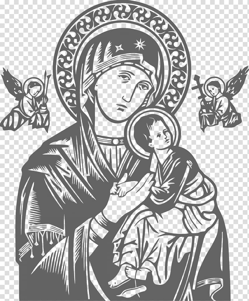 Our Lady of Perpetual Help graphics Our Lady of Fátima Black and white, Our Lady Of Victories Feast transparent background PNG clipart