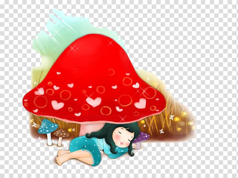 Cartoon Drawing Desktop , Girl with red mushroom under transparent background PNG clipart