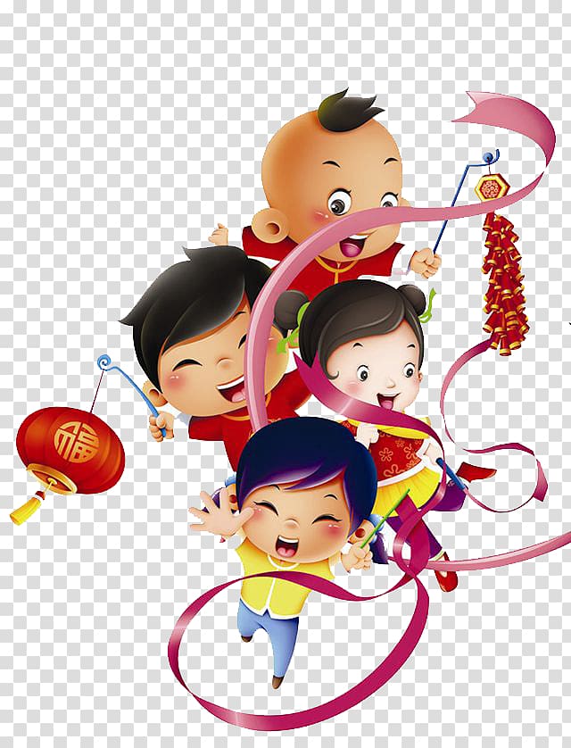 Firecracker Child Chinese New Year Red envelope, child transparent background PNG clipart