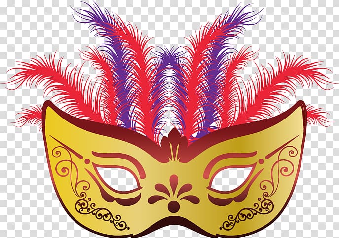 Mask Ball, Yellow feather masks free to pull material transparent background PNG clipart