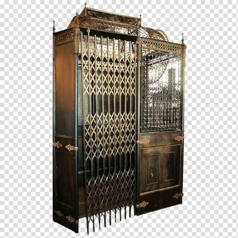vintage brown elevator, Birdcage Elevator transparent background PNG clipart