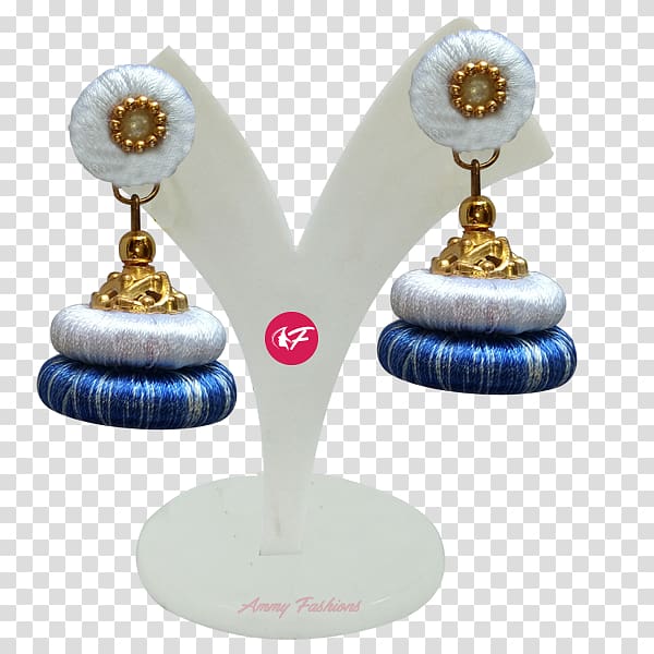 Earring Silk Blue White Thread, Jewellery transparent background PNG clipart