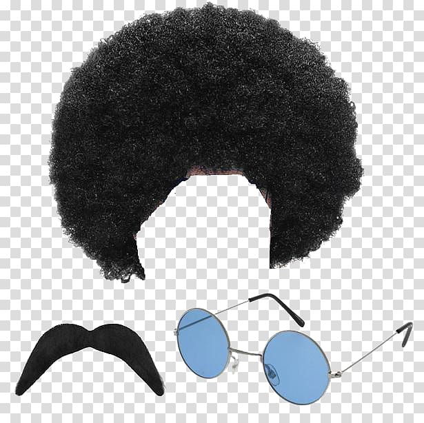 Afro hair illustration, 1970s 1960s Hippie Costume party Wig, Afro Hair transparent background PNG clipart