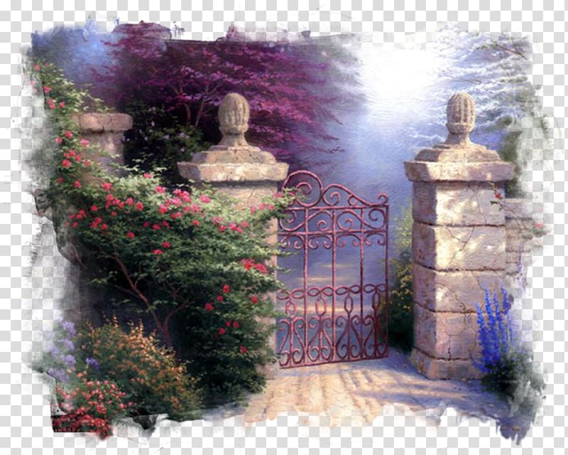 Beyond the Garden Gate Beyond the Garden Gate Painting Thomas Kinkade Painter of Light Address Book, gate transparent background PNG clipart