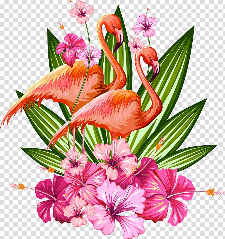 flamingo with flowers digital painting, u534eu4e3a Silicone Huawei Telephone Thermoplastic polyurethane, Tropical plant material transparent background PNG clipart
