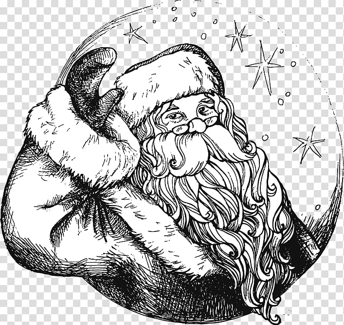 Ded Moroz Santa Claus Christmas , Abstract black and white