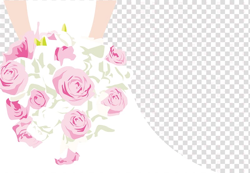 pink rose bouquet illustration, Wedding invitation Bridal shower Bride, Bride holding holding flowers transparent background PNG clipart