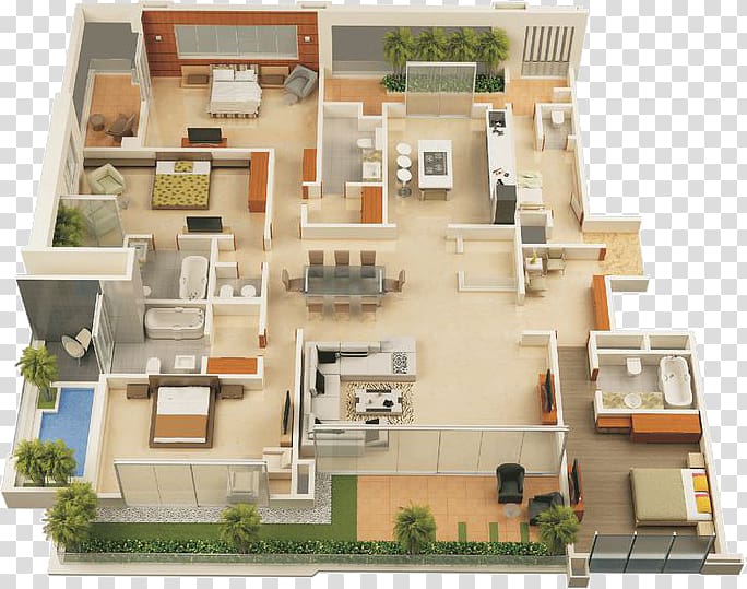 3D floor plan House plan Interior Design Services, house transparent background PNG clipart