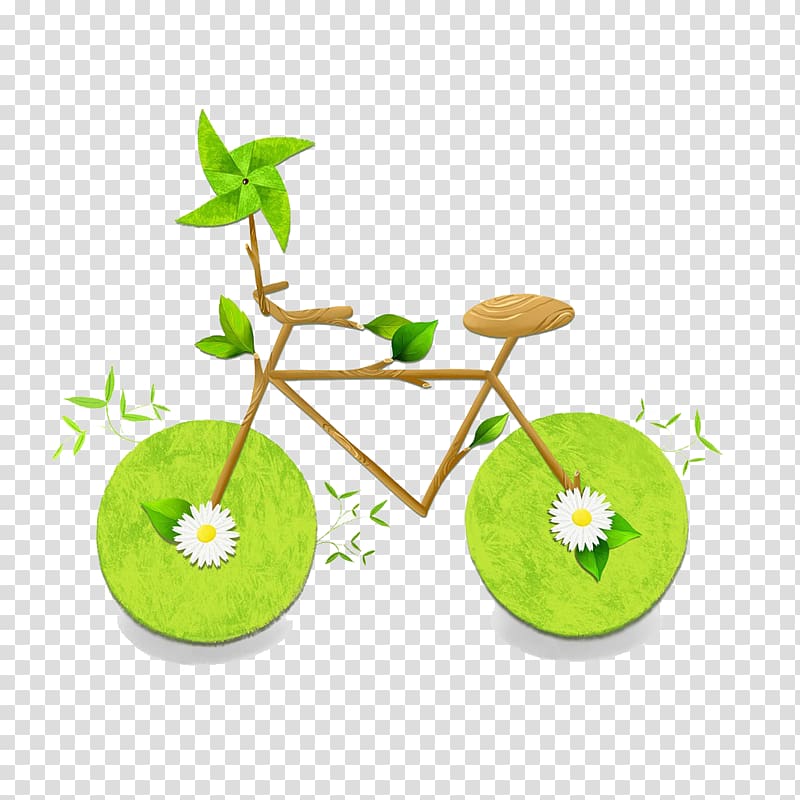Paper Namdong District Bicycle, Green creative bike illustration transparent background PNG clipart