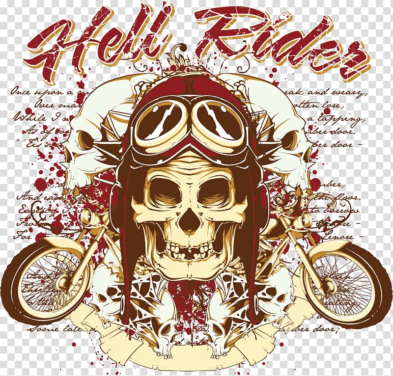 Hell Rider logo, Hell Illustration, Europe and America skull material transparent background PNG clipart