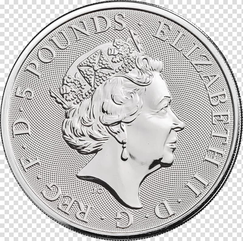 Royal Mint The Queen\'s Beasts Bullion coin Silver coin, metal coin transparent background PNG clipart