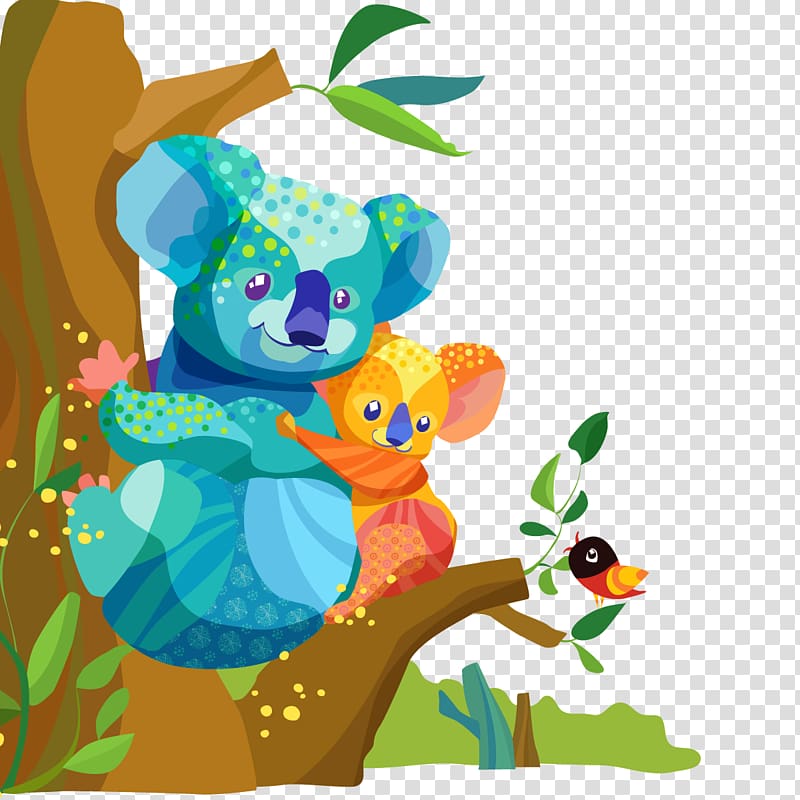 Koala Giant panda Drawing , Rainbow Koala transparent background PNG clipart