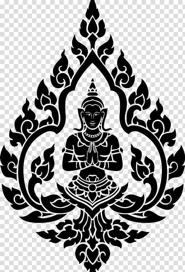 thai buddha black pattern material transparent background PNG clipart
