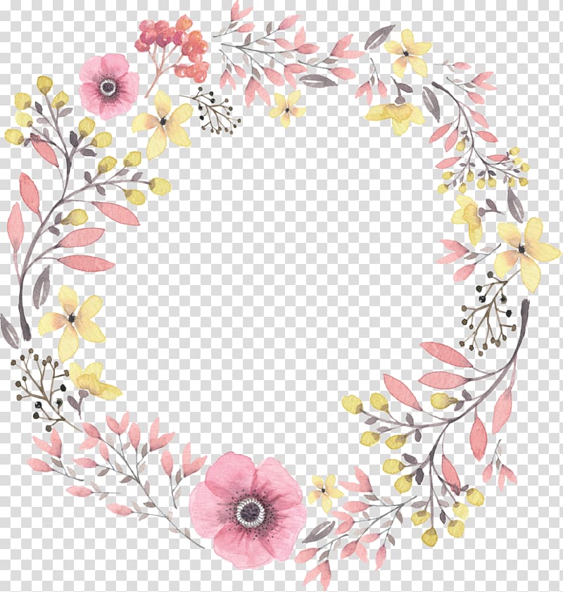 iPhone 8 iPhone X Wreath, Hand painted watercolor wreaths, pink and yellow floral frame transparent background PNG clipart