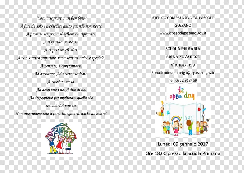 Scuola primaria in Italia Elementary school Briga Novarese Institute, Open Day transparent background PNG clipart