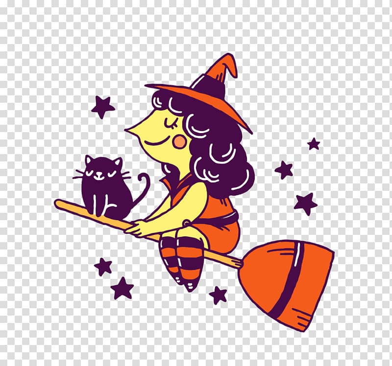 Witchcraft Halloween Boszorkxe1ny Magic Mug, Creative cartoon witch broom transparent background PNG clipart