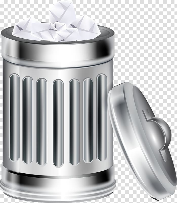 Waste container Paper Recycling, Metal trash can transparent background PNG clipart