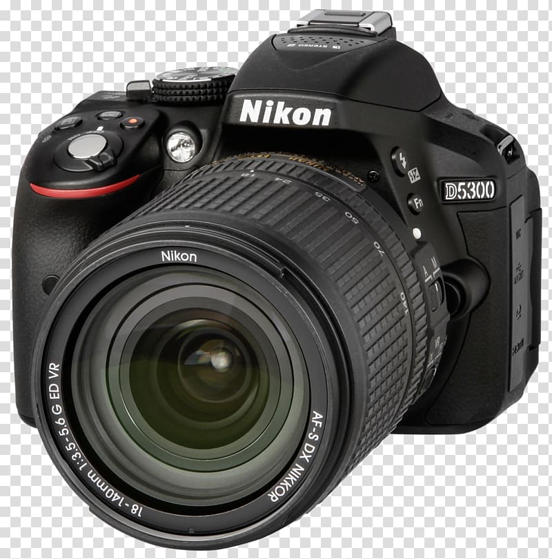 Digital SLR Camera lens Nikon D5300 Black SLR Digital Camera 2.3 KG Single-lens reflex camera AF-S DX Nikkor 18-105mm f/3.5-5.6G ED VR, camera lens transparent background PNG clipart