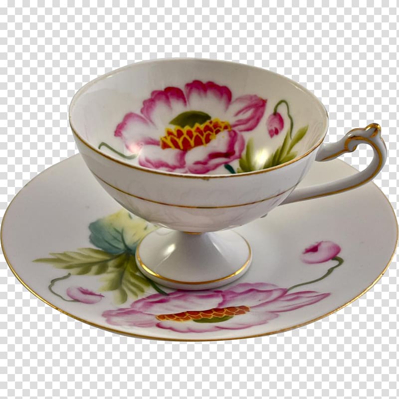 Coffee cup Saucer Porcelain Tableware, hand pasinted cup transparent background PNG clipart