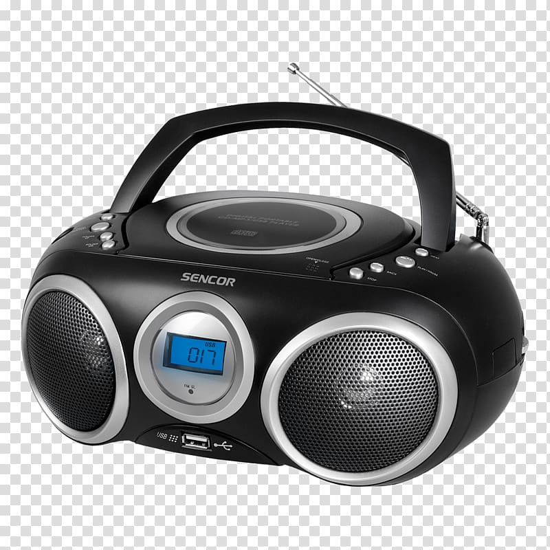 Boombox FM broadcasting Stereophonic sound Compact disc CD player, stereo sunscreen transparent background PNG clipart