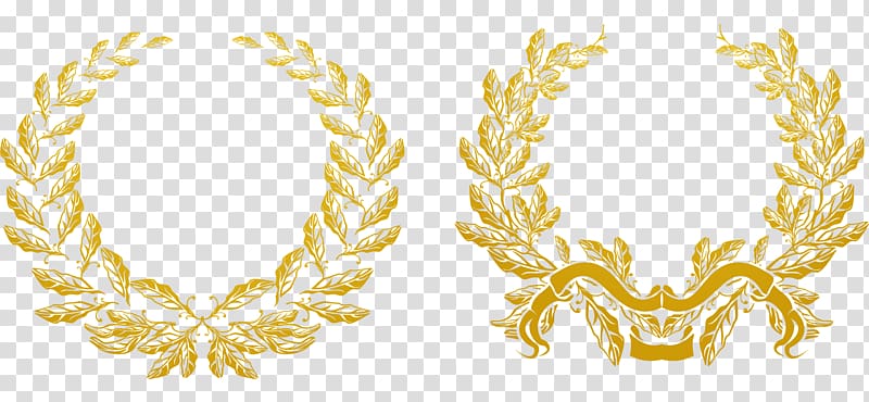 two brown floral wreaths illustration, Gold Olive branch Euclidean Laurel wreath, Gold and wheat paste transparent background PNG clipart