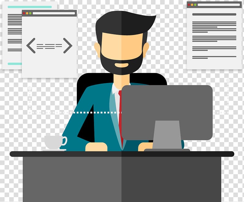 man in front of monitor , HTML Responsive web design Web development Software Developer Mobile app development, Coder transparent background PNG clipart