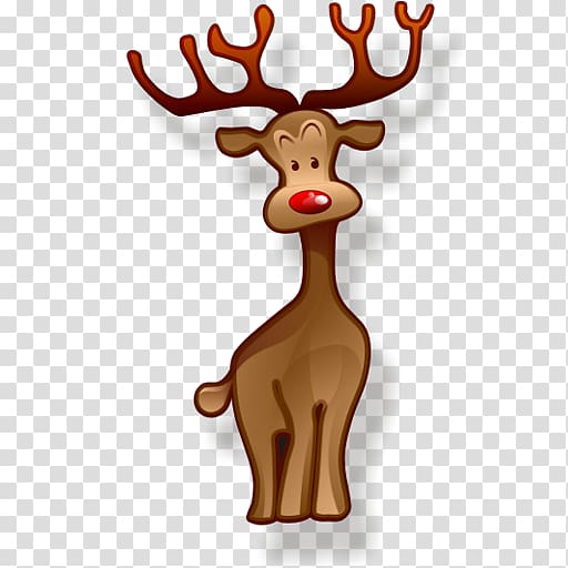 Rudolph Santa Claus Reindeer Christmas Icon, Brown deer transparent background PNG clipart