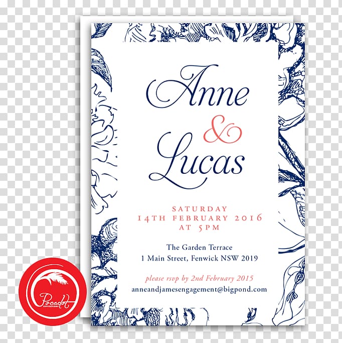 Wedding invitation Engagement party Engagement party, Blue Flowers INVITATION transparent background PNG clipart