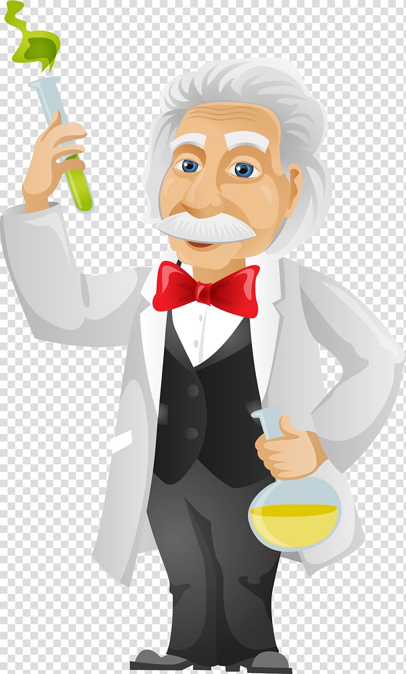 Albert Einstein, Cartoon , Scientists elderly,chemistry experiment,Cartoon man,the scientist,science experiment transparent background PNG clipart