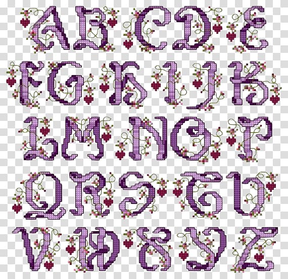 Cross-stitch Alphabet Sampler Pattern, Alphabet o transparent background PNG clipart