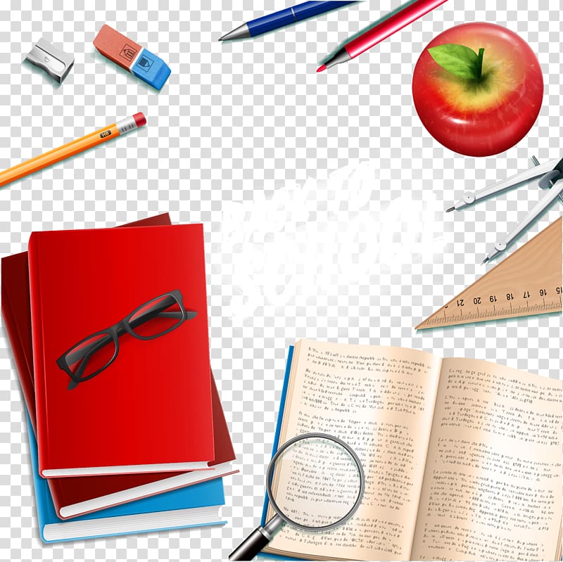 back to school illustrations, Learning School Textbook, Back to school to learn the theme element material transparent background PNG clipart