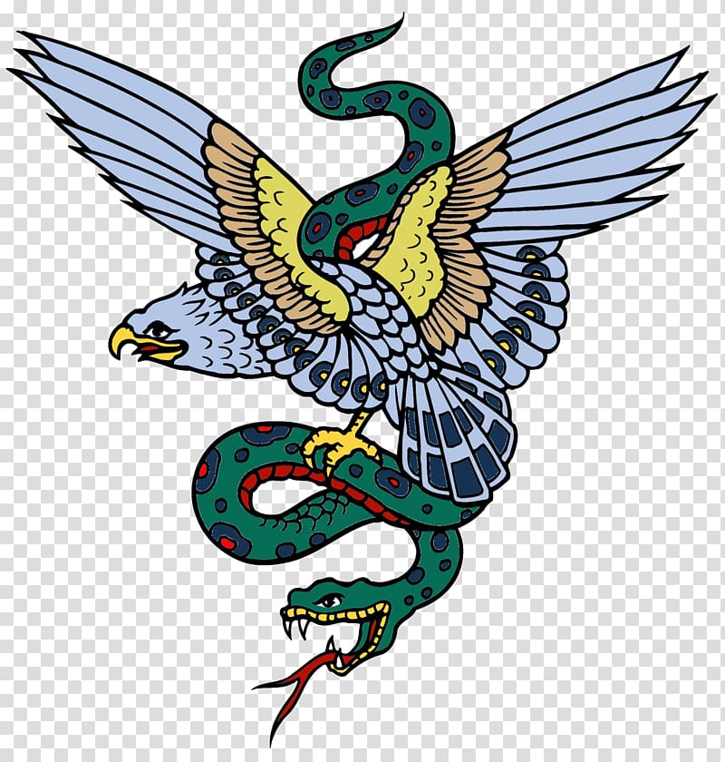 Okeetee Corn Snake Bird Tattoo Flash, Clutching a snake\'s eagle transparent background PNG clipart
