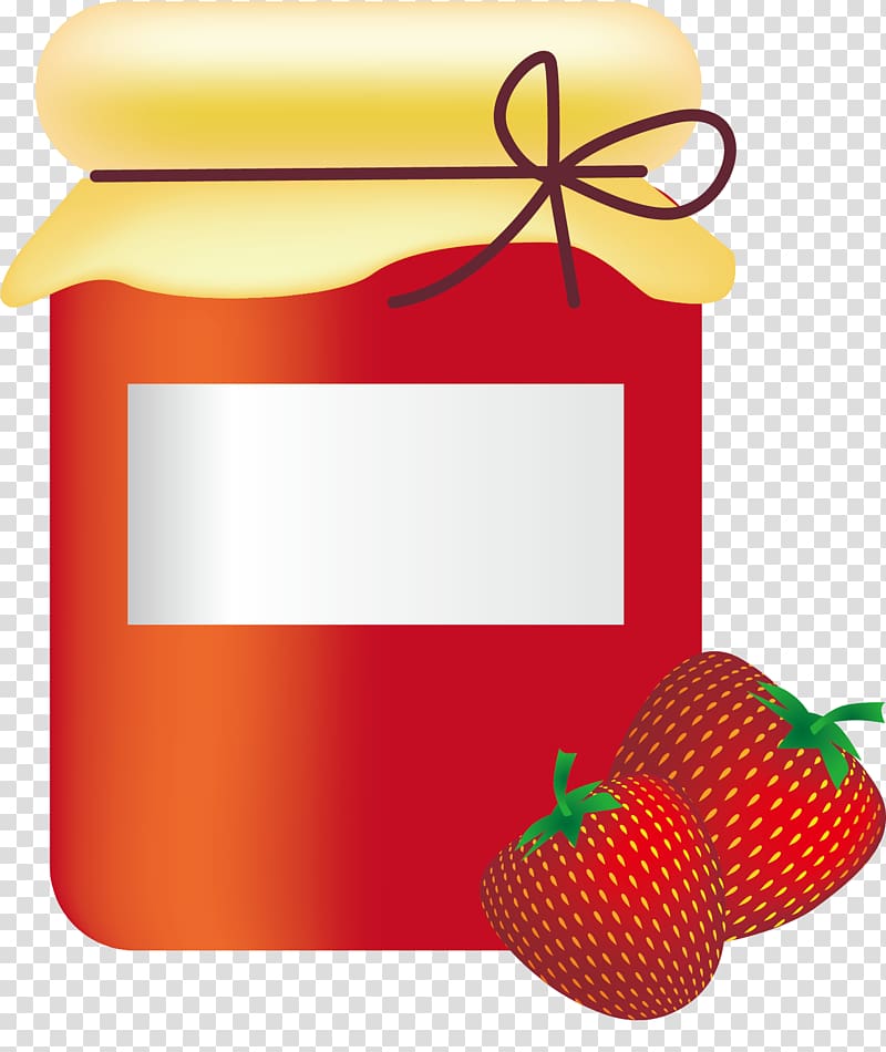 Strawberry Fruit preserves Jar, Hand painted red jar strawberry transparent background PNG clipart