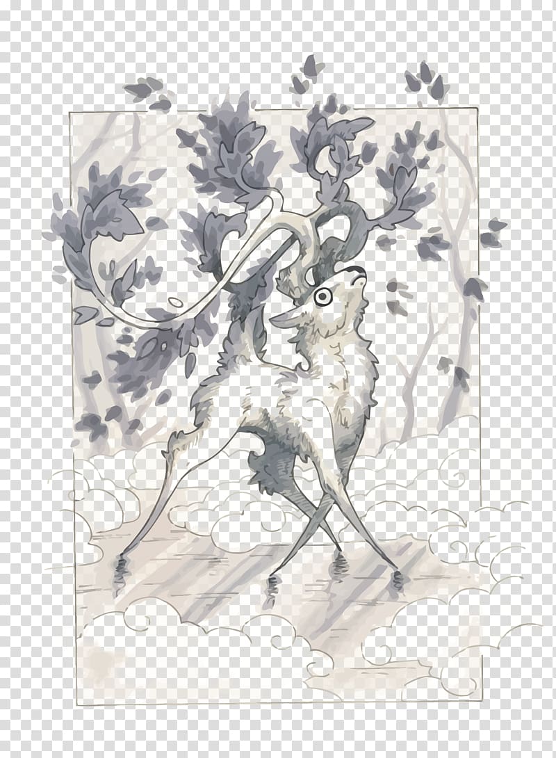 Deer Watercolor painting Drawing Sketch, watercolor deer transparent background PNG clipart