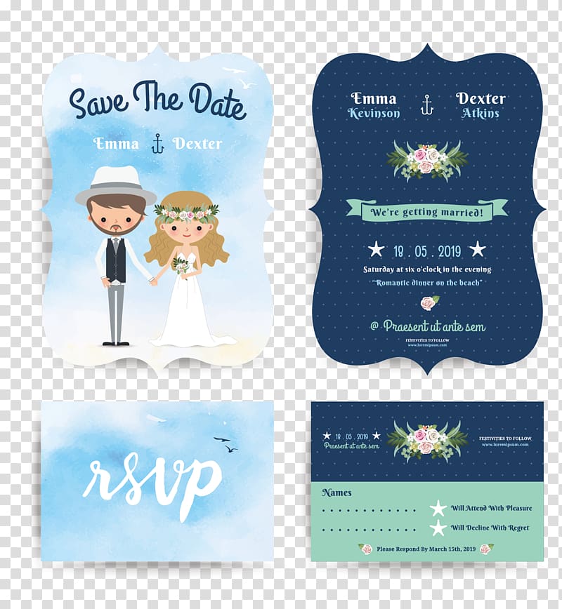 save the date Emma and Dexter poster, Wedding invitation, Cartoon wedding invitation design transparent background PNG clipart