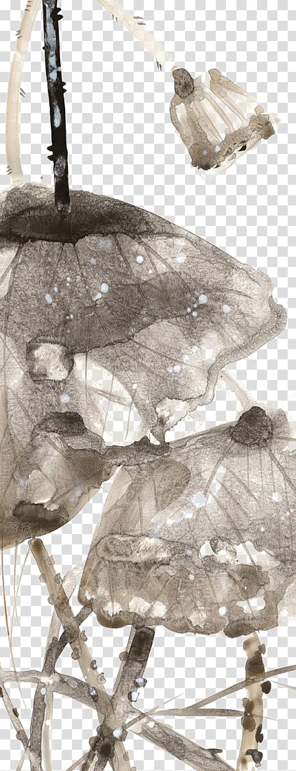 Ink wash painting Google Inkstick Art, Lotus transparent background PNG clipart