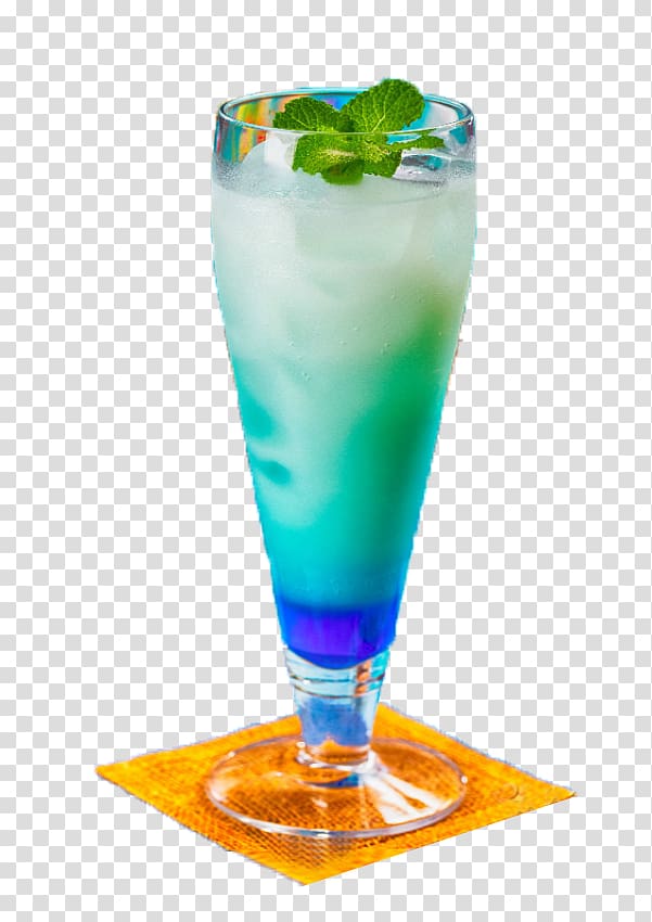 Blue Hawaii Cocktail garnish Mojito Non-alcoholic drink, The glass is served with a blue curacao Cocktail transparent background PNG clipart