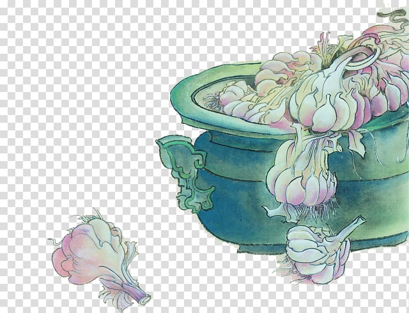 Chinese painting Ink wash painting Food u5199u610fu753b, Illustration garlic transparent background PNG clipart