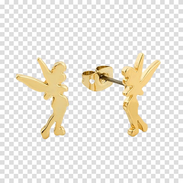 Earring Tinker Bell Gold plating The Walt Disney Company, Tinkerbell silhouette transparent background PNG clipart