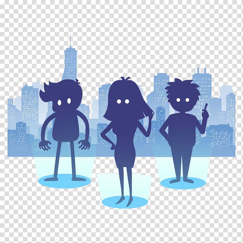 City Illustration, Mysterious men and women under the city transparent background PNG clipart